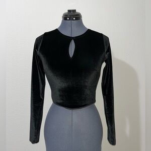 Black Velvet Long Sleeve Crop Top
